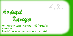 arpad kanyo business card